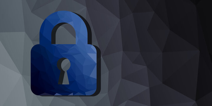 Low poly Lock illustration on polygonal background.