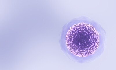 3D illustration. purple  microscopic cell