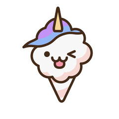 Cotton candy emoji vector character.