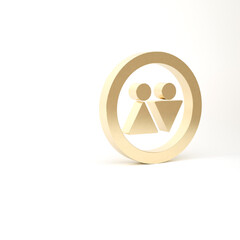 Gold Toilet icon isolated on white background. WC sign. Washroom. 3d illustration 3D render