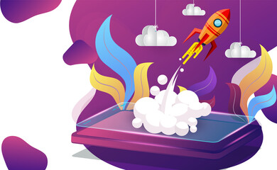 Launch of startup a business project concept