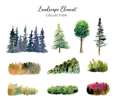 landscape element watercolor collection