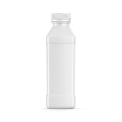Plastic bottle mockup with lid on isolated white background, packaging bottle for liquid, ready for design presentation, 3d illustration