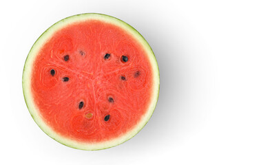 top view of watermelon isolated on white background.