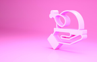 Pink Roasted turkey or chicken icon isolated on pink background. Minimalism concept. 3d illustration 3D render