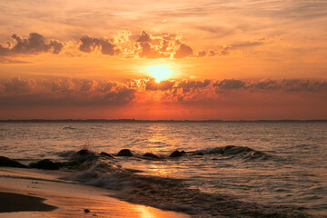 colorful seaside sunset, sympathy message