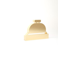 Gold Hotel service bell icon isolated on white background. Reception bell. 3d illustration 3D render