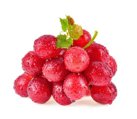 Ripe red wet grape with drops.