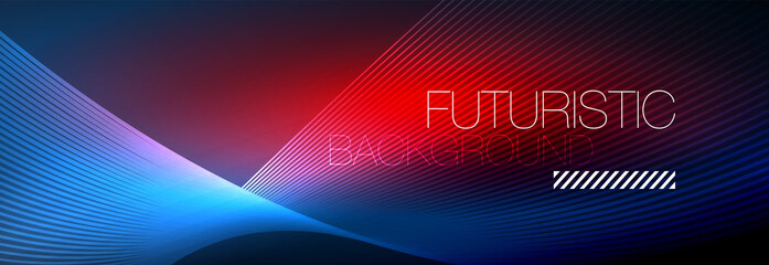 Abstract neon glowing light in the dark with waves. Shiny magic energy and motion concept, vector abstract wallpaper background