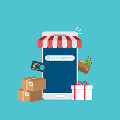 Naklejka premium Smartphone Online Shopping
