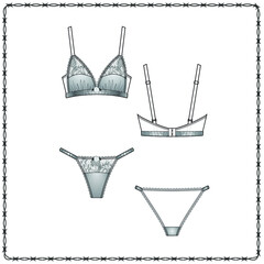 women's lingerie  editable fashion flat sketch for creating new designs mockup