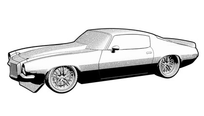 Illustration of a Classic American Muscle Car. - 438079840