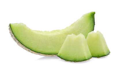 Slices of melon isolated on white background.