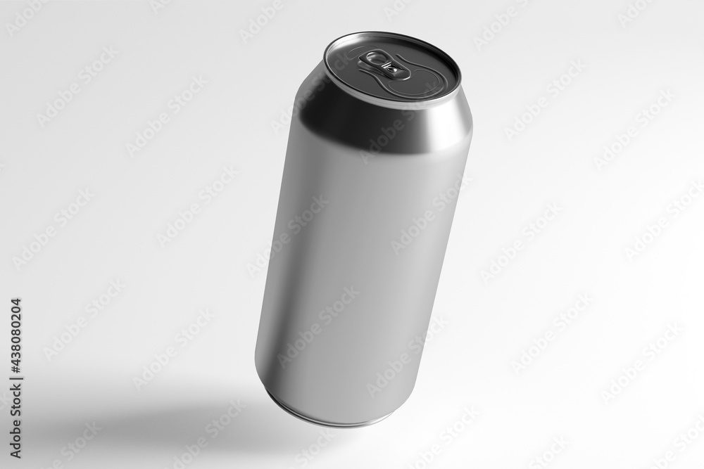 Poster mock up view of a metal can - 3d rendering