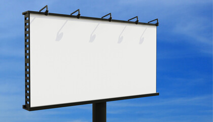 simple 3d render billboard board with sky background mockup template illustration