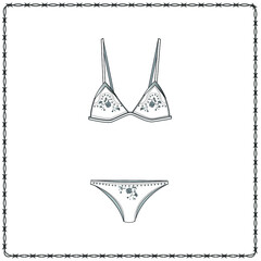 women's lingerie  editable fashion flat sketch for creating new designs mockup