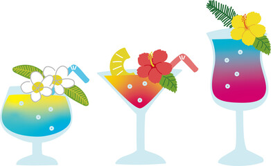 トロピカルカクテルのイメージイラストセット