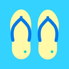 シンプルでかわいいビーチサンダルのイラスト フラットデザイン