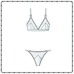 women's lingerie  editable fashion flat sketch for creating new designs mockup