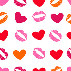 seamless pattern with hearts, love letters and kisses. pattern for wrapping gifts for Valentine's day. stock vector illustration on a white background.