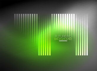 Bright neon color techno abstract background, shiny glowing neon lines in the dark background