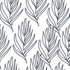 Contemporary seamless pattern with palm leaves.