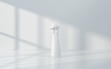 Hand sculpture with white background, 3d rendering.
