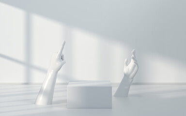 Hand sculpture with white background, 3d rendering.
