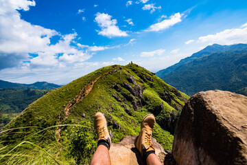 Lying back and looking at a mountain from my own point of view