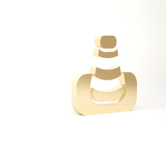 Gold Traffic cone icon isolated on white background. 3d illustration 3D render