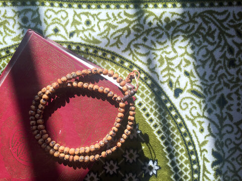 Tasbih is a form of dhikr that involves the glorification of God in Islam. Selective focus and little big noise some area.