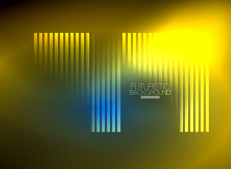 Bright neon color techno abstract background, shiny glowing neon lines in the dark background