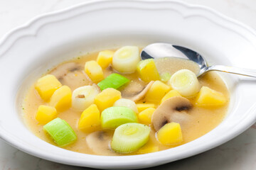 still life of vegetables soup with mushroom