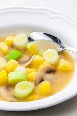 still life of vegetables soup with mushroom