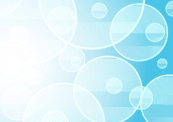 複数の円が広がる透明感のある水色の抽象背景