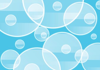 複数の円が広がる透明感のある水色の抽象背景