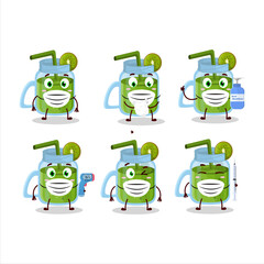 A picture of kiwi smoothie cartoon design style keep staying healthy during a pandemic