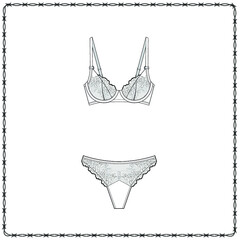 women's lingerie  editable fashion flat sketch for creating new designs mockup