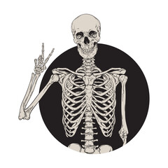 Human skeleton posing isolated over black background vector - obrazy, fototapety, plakaty