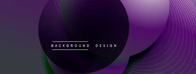 Gradient circles with shadows. Vector techno abstract background. Modern overlapping forms wallpaper background, design template