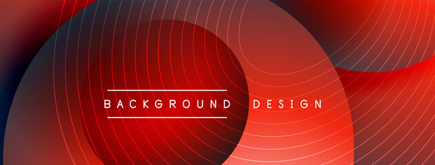 Gradient circles with shadows. Vector techno abstract background. Modern overlapping forms wallpaper background, design template