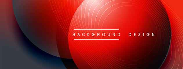 Gradient circles with shadows. Vector techno abstract background. Modern overlapping forms wallpaper background, design template