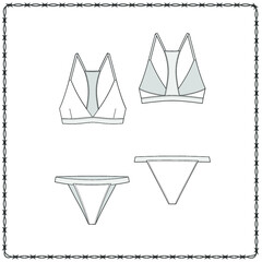 women's lingerie  editable fashion flat sketch for creating new designs mockup