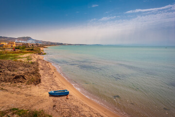 Panorama of Mediterranean Sea at Licata, Agrigento, Sicily, Italy, Europe