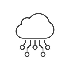 Computing cloud. Logotipo nube con circuito digital con lineas de color gris