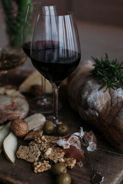 Red wine in wineglass