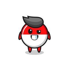 cute indonesia flag badge mascot with an optimistic face