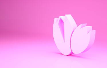 Pink Pistachio nuts icon isolated on pink background. Minimalism concept. 3d illustration 3D render