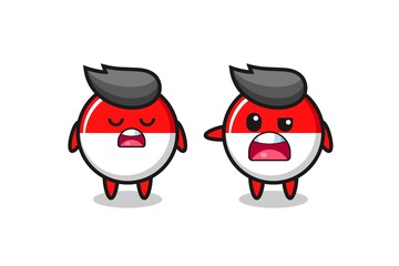 illustration of the argue between two cute indonesia flag badge characters