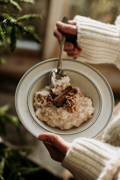 Woman Eating Porridge